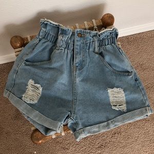 Super high waisted denim shorts